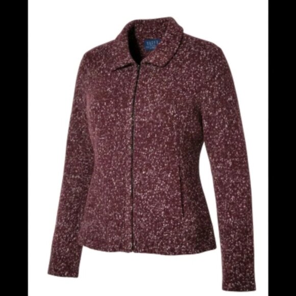 Crazy Horse Liz Claiborne Womens XL Fuzzy Speckled Full Zip Cardigan Sweater - Picture 1 of 7